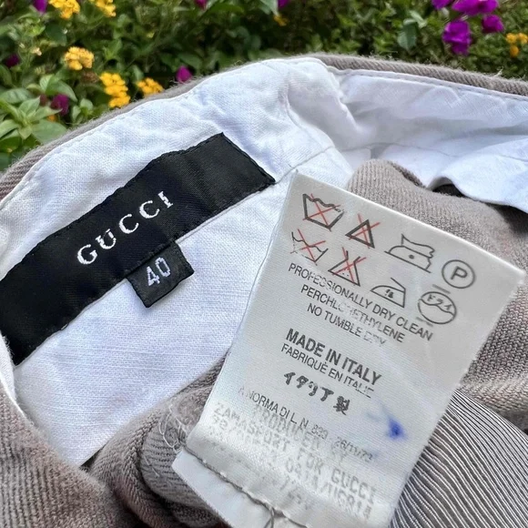 Gucci Trousers Tan Vintage Gabardine Wool Straight Leg Pants Size 40 US Small - Picture 2 of 10